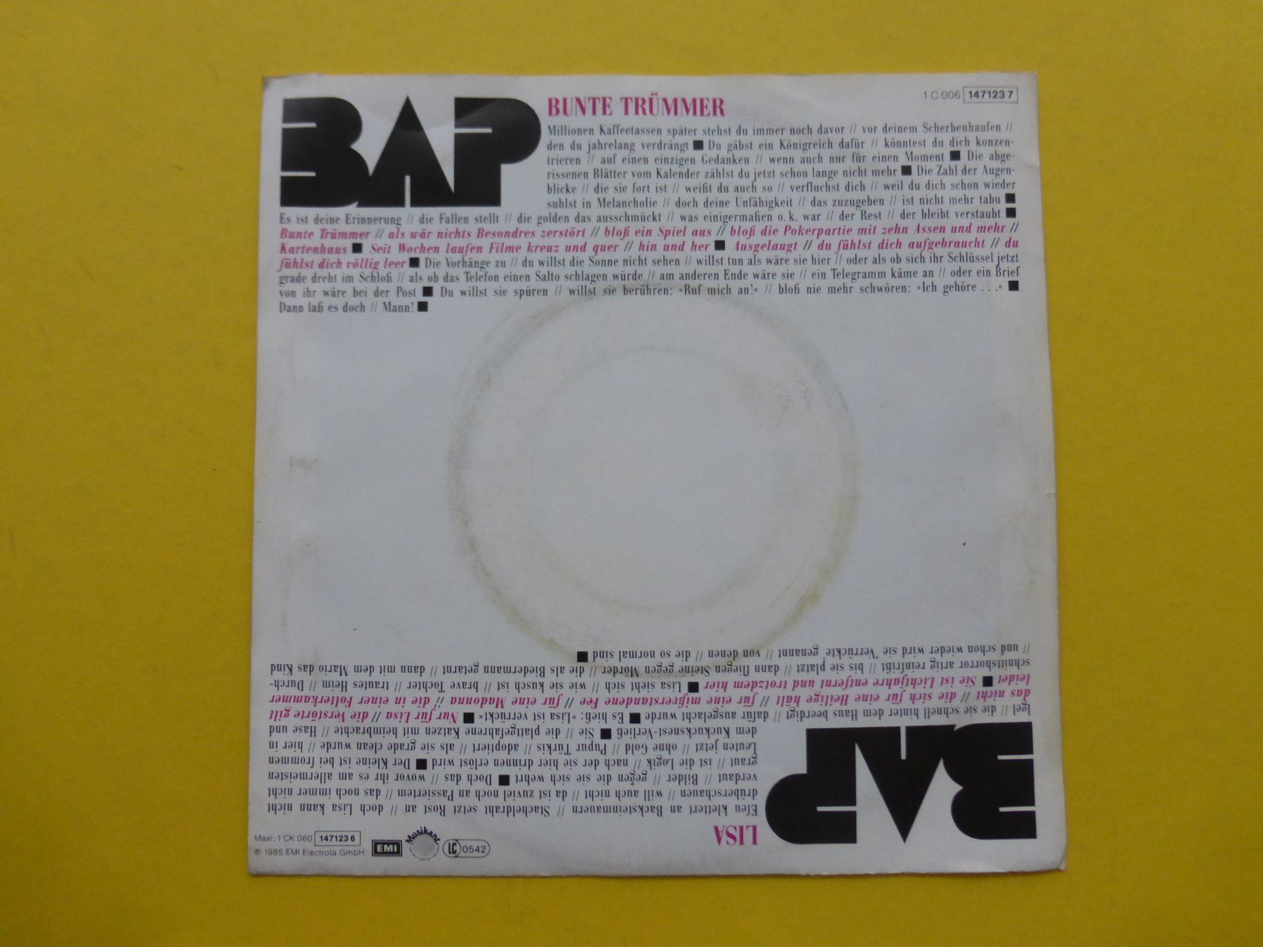 Dischi in vinile: BAP – Bunte Trümmer – Usato da Zürich venduto da Swiss57 1