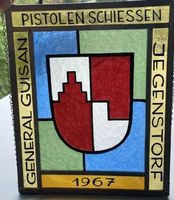 Wappenscheibe Pistolen Schiessen 1967 General Guisan