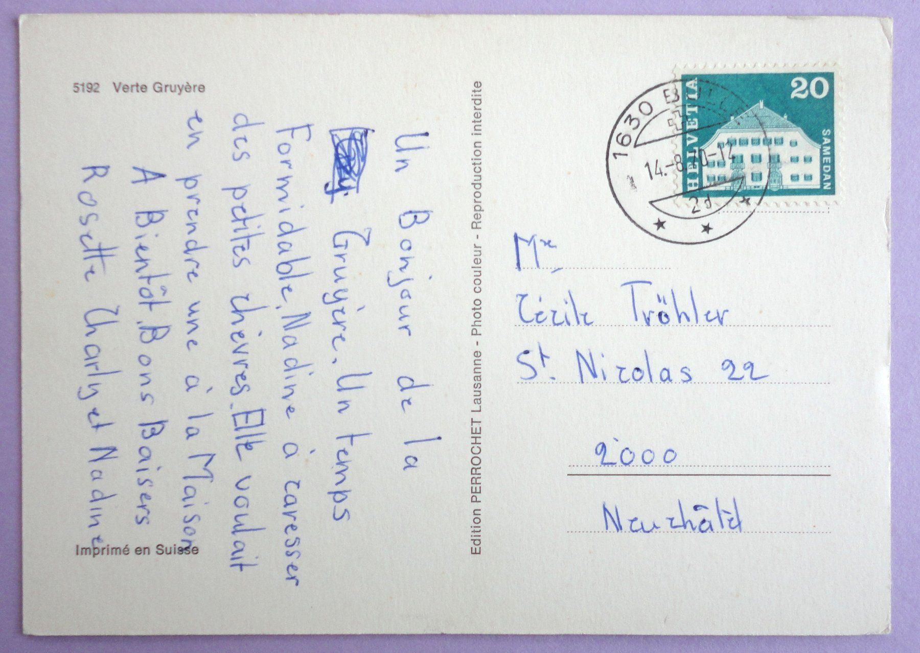 Cartes postales: Verte Gruyère – D'occasion à Fétigny par Billy2miny 1