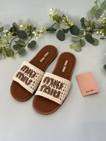 Miu Miu Crochet Slides / Pantoletten Beige Ivory 38 EU Neu