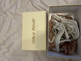 Elegante Perlen High Heels Gr. 4 (37) Neu