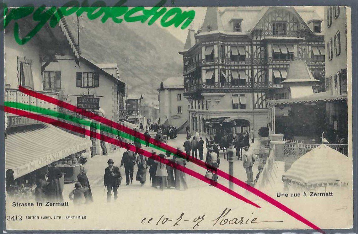 Cartoline postali: Zermatt. Bahnhofstrasse. – Usato da Horw venduto da SwissSteamMemories