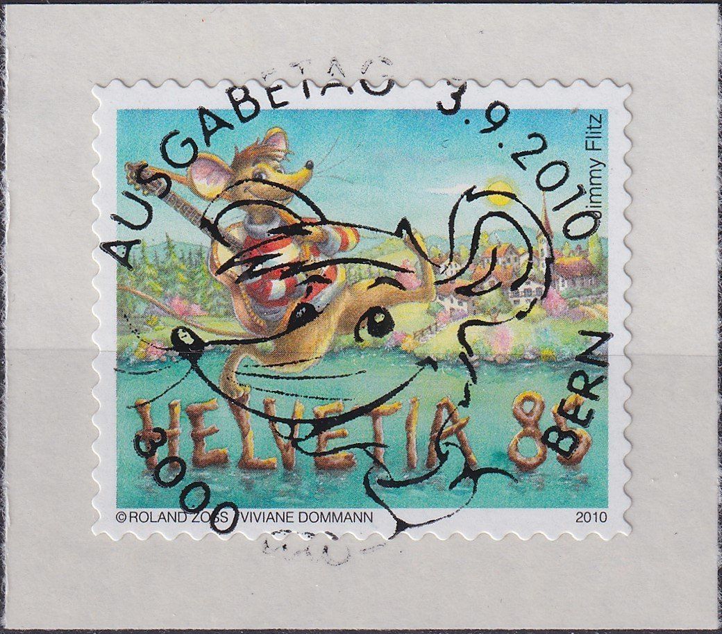 Tutti i francobolli: 2009, Nr.1357 "Jimmy Flitz" mit Ersttag-Voll-Stempel. – Usato da Sursee venduto da Luzernerraute