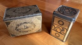 Zwei elegante ältere Blechdosen: Usego und Drachenmotiv