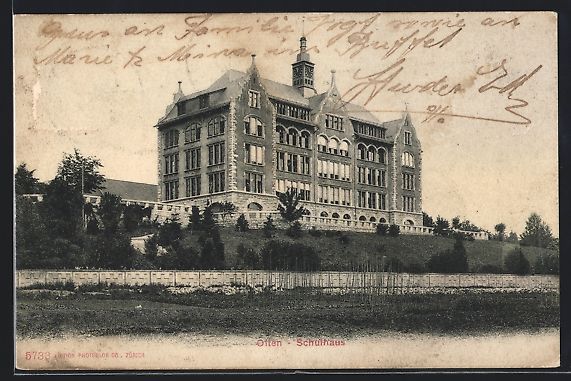 Cartoline postali: AK Olten, Schulhaus, 1907 – Usato da Berlin venduto da bartko-reher