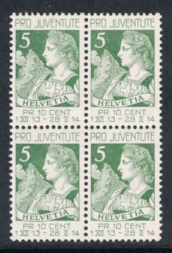 Tutti i francobolli: Pro Juventute 1913 im 4er-Block ** – Nuovo (secondo la descrizione) da Nuglar venduto da Stamp88