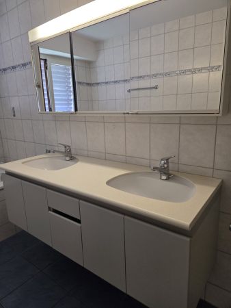 Stilvolle Lavabos mit Waschtischplatte und passenden Spiegel