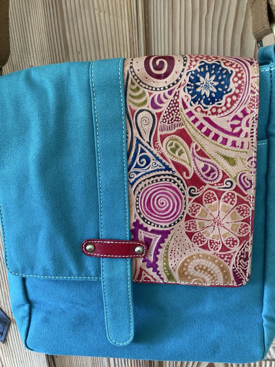 Borse da donna: Umhängetasche Canvas /Leder türkis – Usato da Schaffhausen venduto da christamawe 2
