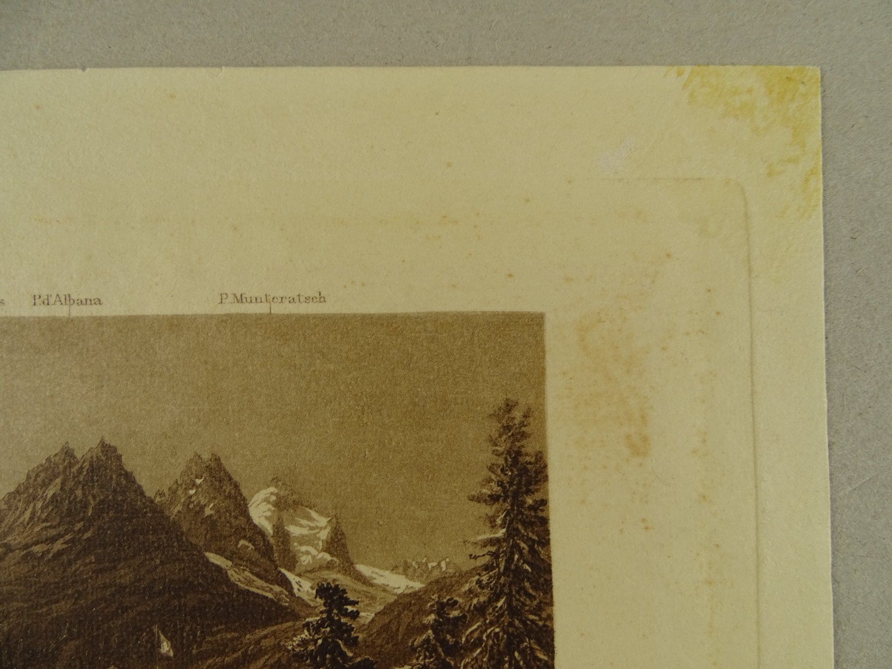 Incisioni: CAMPFER, ENGADIN, DIKENMANN AQUATINTA UM 1850 – Usato da Grüningen venduto da Kartensammler 3