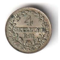 1871 Dänemark 4 Skilling Rigsmont Antike Silber Münze
