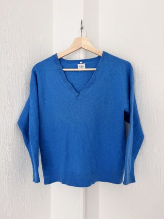 Au Printemps Paris Pullover 100% Kaschmir blau Grösse S