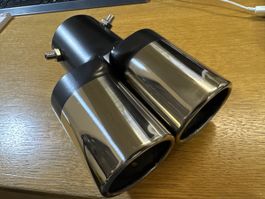 Doppelauspuff Endrohr Chrom Schwarz Universal