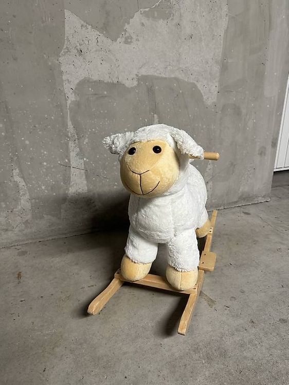 roba Agneau à Bascule en Bois et Peluche Douce avec Poignées - Aide