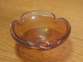 Cendrier Murano vintage en verre bullé ambré années 60