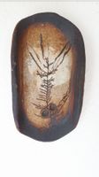 rustikale Keramikschale mit Pflanzenabdruck, Wanddekoration