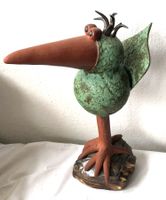 Lustiger Keramik-Vogel ca. 32.5cm - Handarbeit Tonskulptur