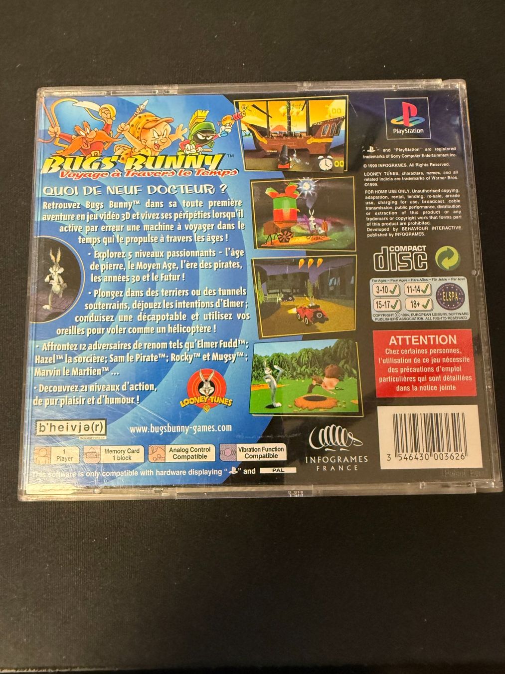 Sony Giochi: Bugs Bunny Voyage à Travers Le Temps - PS1 – Usato da Pont-de-la-Morge venduto da Darfal 2