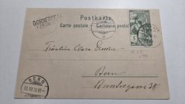 1900 Ansichtskarte mit Stabstempel Gornergrat UPU 5 Rp