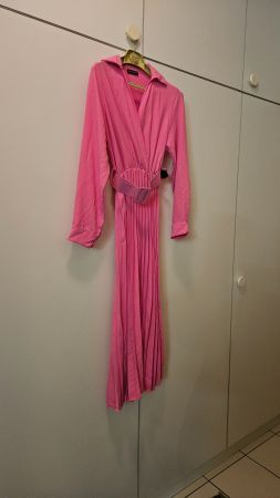 Vestito rosa con cintura tg.M poliestere