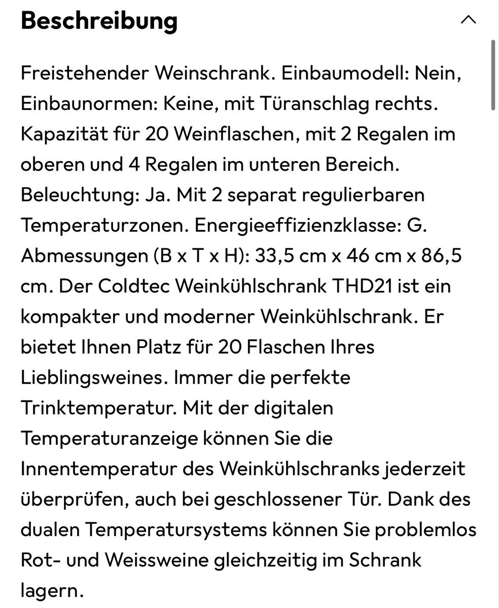 Kibernetik Frigoriferi: Weinkühlschrank freistehend – Usato da Rumlikon venduto da nad_7wlq 4