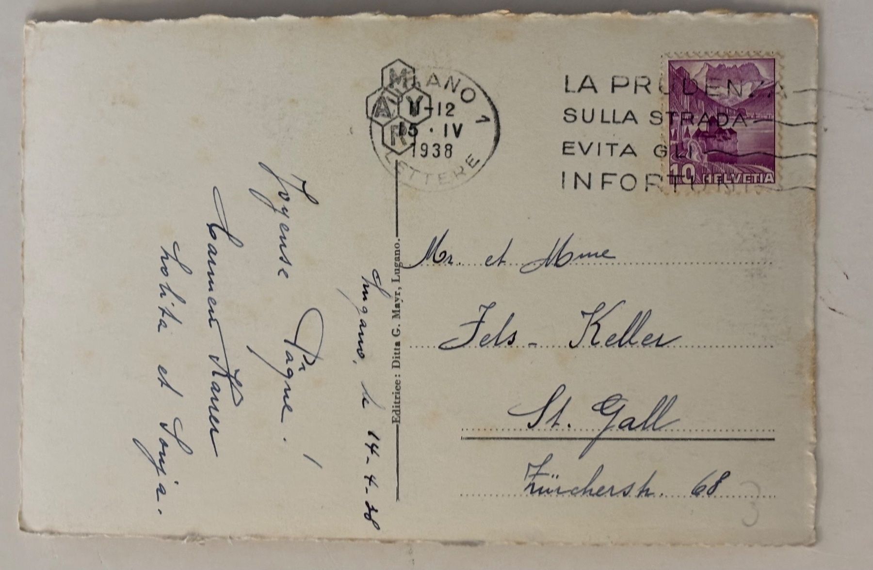 Cartoline postali: Gandria, 1938 – Usato da Frauenfeld venduto da Merk52 1