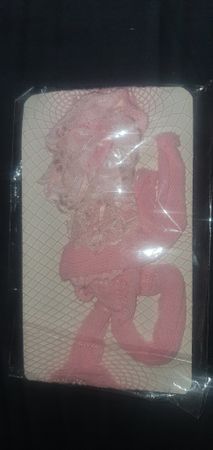 Netzstrumpfhose rosa mit Spitze neu in Verpackung