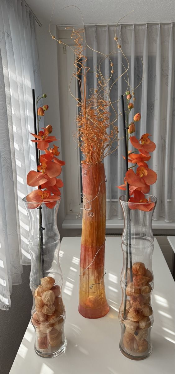 Tutte le decorazioni: 3er Deko Vasen Set mit Orchideen, etc. orange – Usato da Uerkheim venduto da deyanzy 1