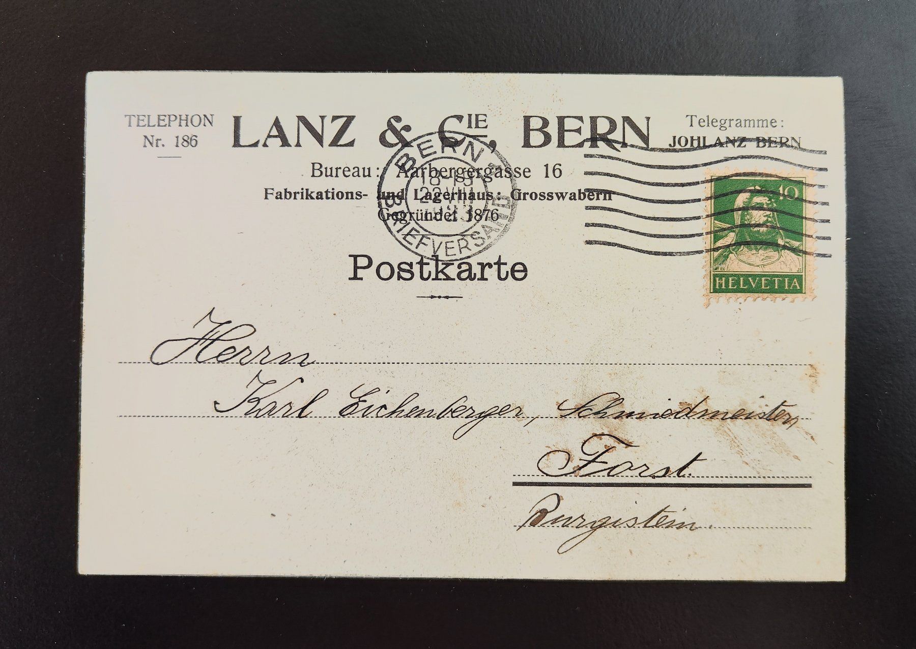 Cartoline: Postkarte Lanz Bern 1923 – Usato da Lenzburg venduto da Dani_Lenzburg