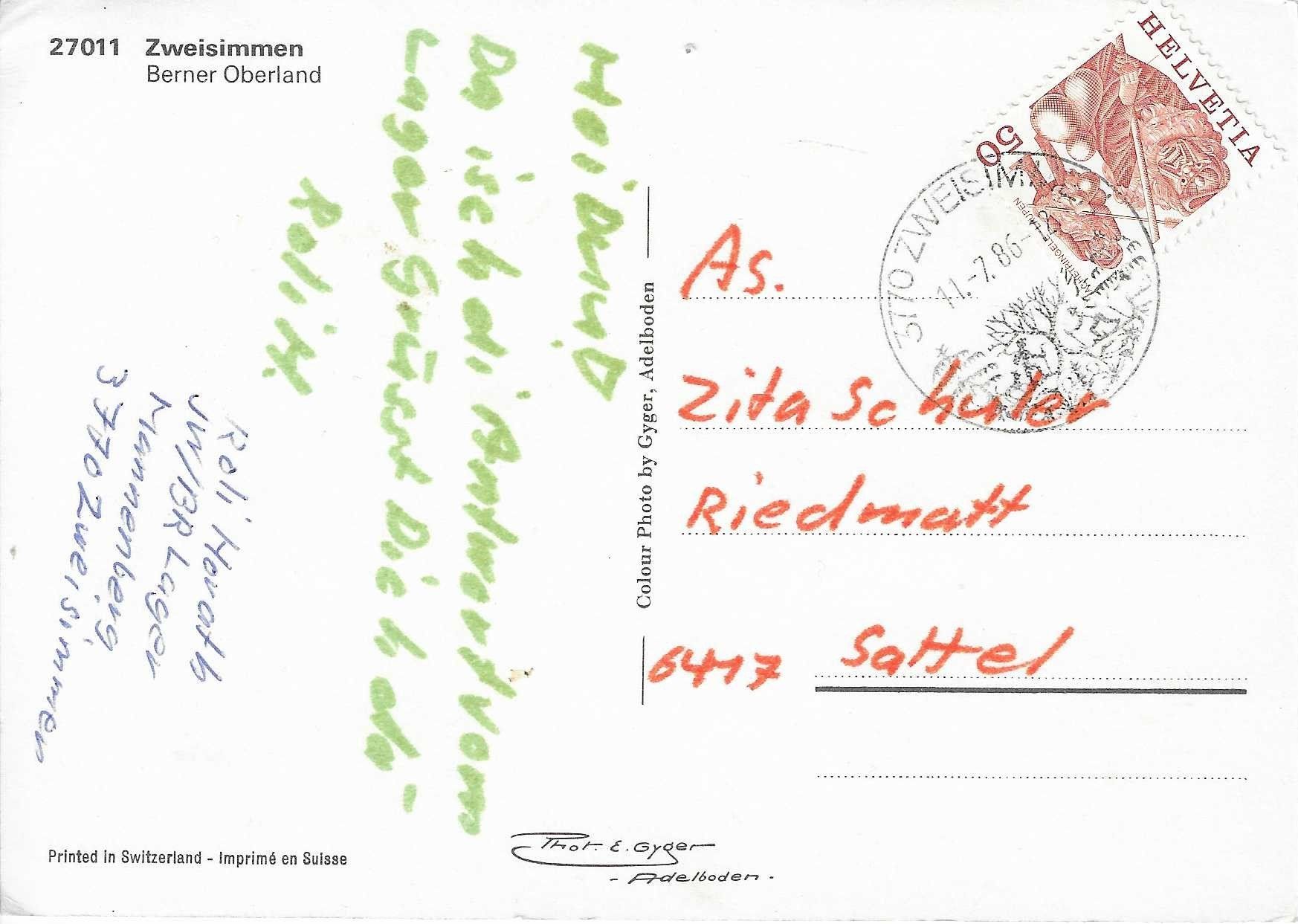 Cartoline postali: Zweisimmen BE – Usato da Rothrist venduto da Stranglehold 1