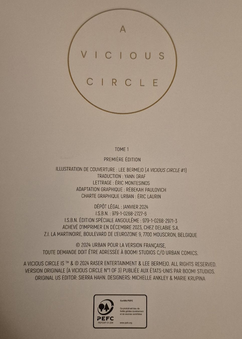 Comics: A VICIOUS CIRCLE TOME 1 EO BD 2024 URBAN COMICS FRANÇAIS – Gebraucht aus Grand-Lancy von luc111 9