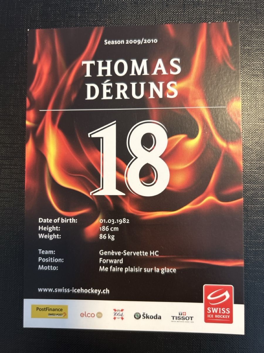 Autogramme: Autogrammkarte Thomas Déruns 18 Nati – Gebraucht aus Langnau im Emmental von Iriss 1