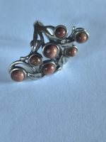 Ring Silber 925 mit Goldfluss Steinen ,2 cm ID