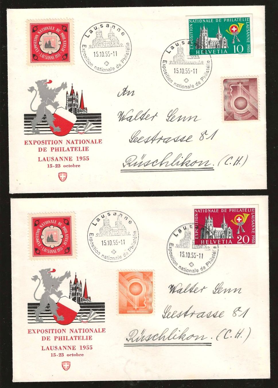 Tous les timbres: 1955 : Einzelwerte Nr. W33/W34 auf Brief – D'occasion à Gümligen par Geniusbuy