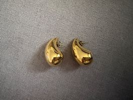 Ohrringe Tropfenform goldfarben Metall guter Zustand