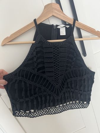 Haut Noir Été Femme - Taille M- Détails en macramé