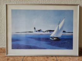 Grosses Bild Segelboot mit Siberrahmen
