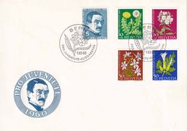 1960 Alexandre Calames Nr. J183-187, auf illustr. Blanco-FDC