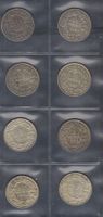 Schweiz, Silber 2 Fr. 8 Stk. 1920, 1944, 1948, 1958, 1959,
