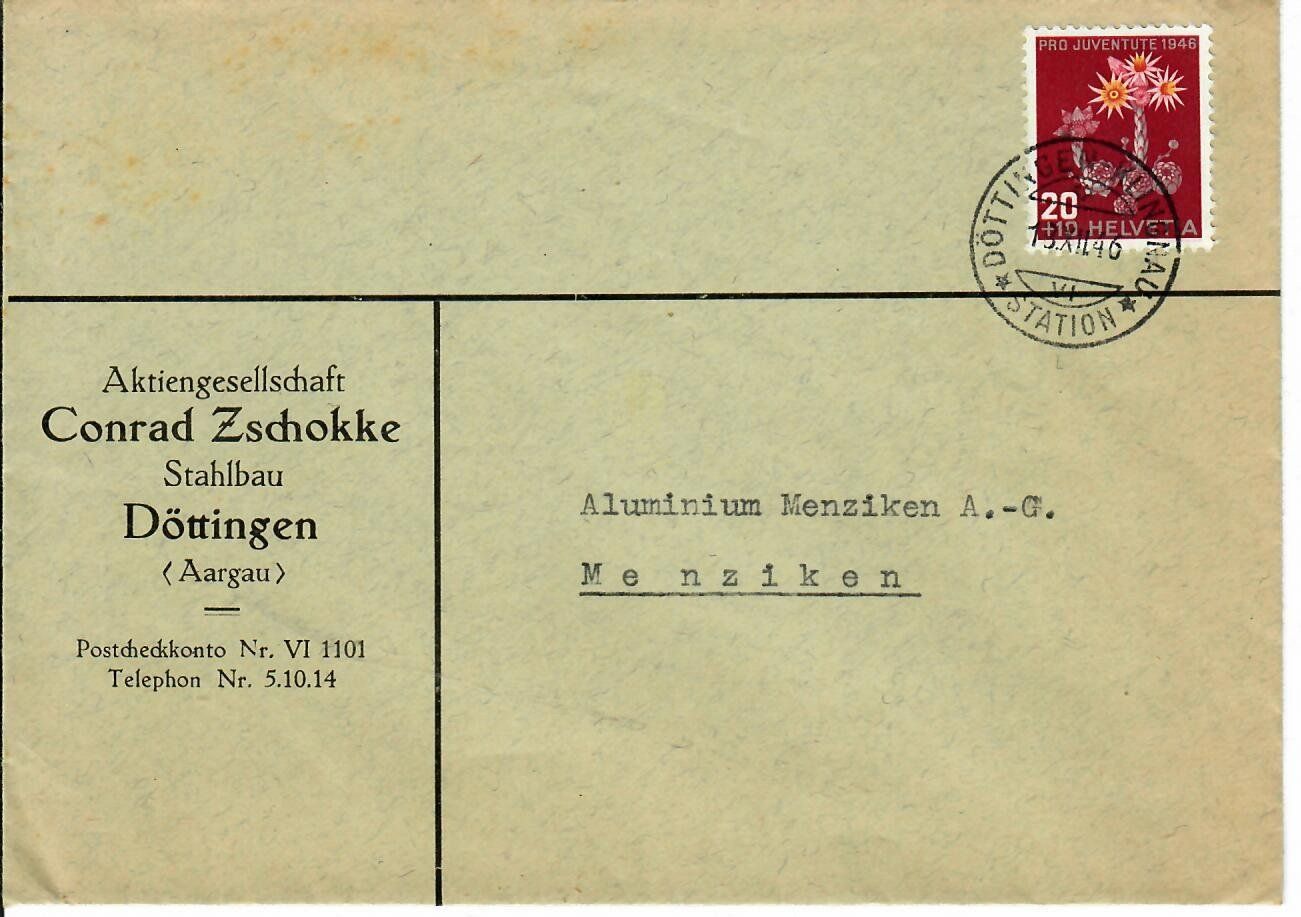Tutti i francobolli: Brief,  Zschokke Döttingen 1946 – Usato da Hochdorf venduto da Ziegel-16