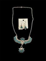 Native American Zuni Handmade Set Necklace and Earrings