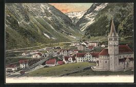 Göschenen, Ortsansicht und Gotthardbahn