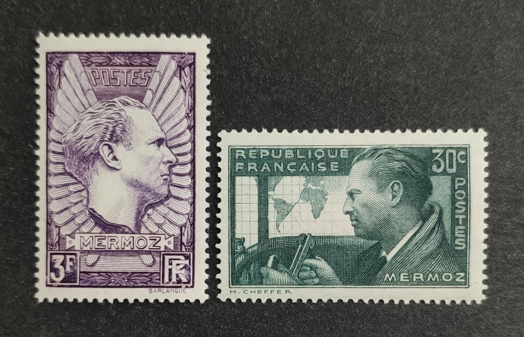 Alle Briefmarken: Frankreich 1937, J. Mermoz, ungestempelte – Gebraucht aus Wil SG von