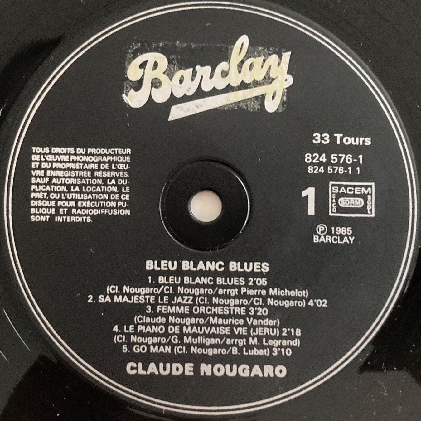 Schallplatten: NOUGARO - BLEU BLANC BLUES – Gebraucht aus Poliez-Pittet von Newtown-Records 2