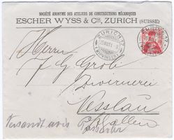 seltener PERFIN E.W./C. auf Beleg von ZÜRICH nach NESSLAU