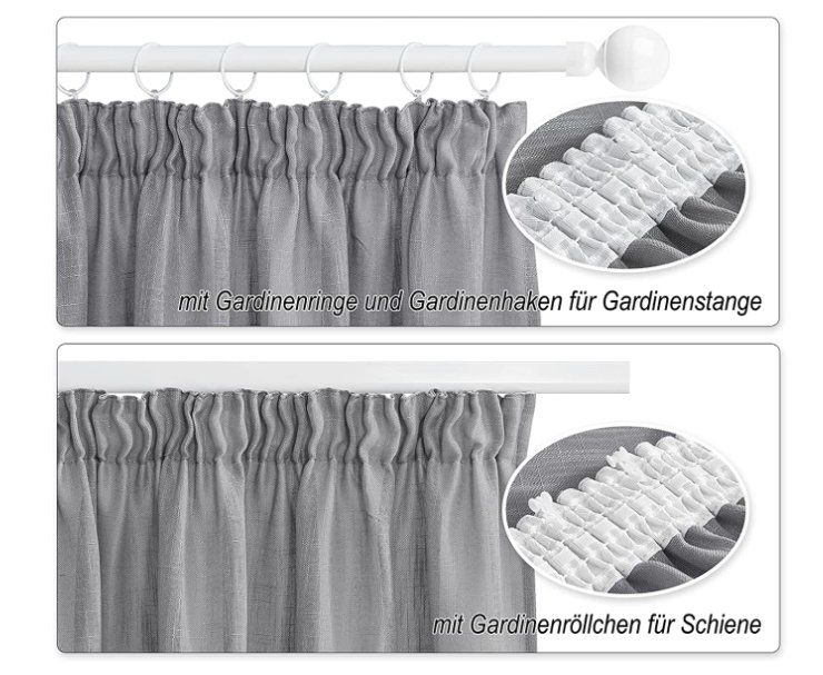 Tende: Vorhänge Leinenoptik 2er-Set BxH 140x160cm – Nuovo e nell'imballaggio originale da Adlikon b.Regensdorf venduto da MK-VORHANGSERVICE 1
