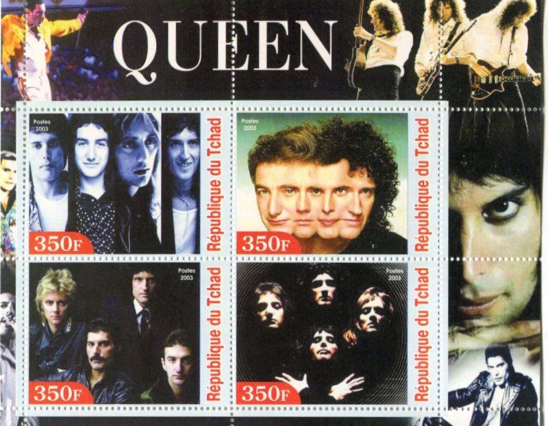 Tutti i francobolli: Block "Queen". Tschad – Nuovo e nell'imballaggio originale da Basel venduto da Butsch5