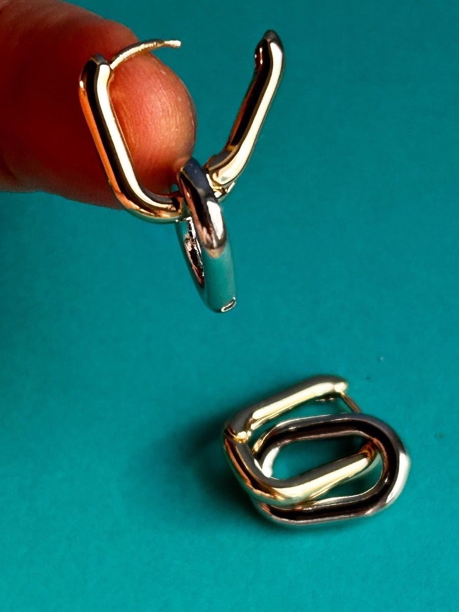 Orecchini pendenti & Orecchini a lobo: Ohrringe Gold Silberfarben "oval verbunden" – Usato da Basel venduto da bellespirit 3