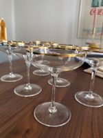 6 Champagnergläser mit Goldrand