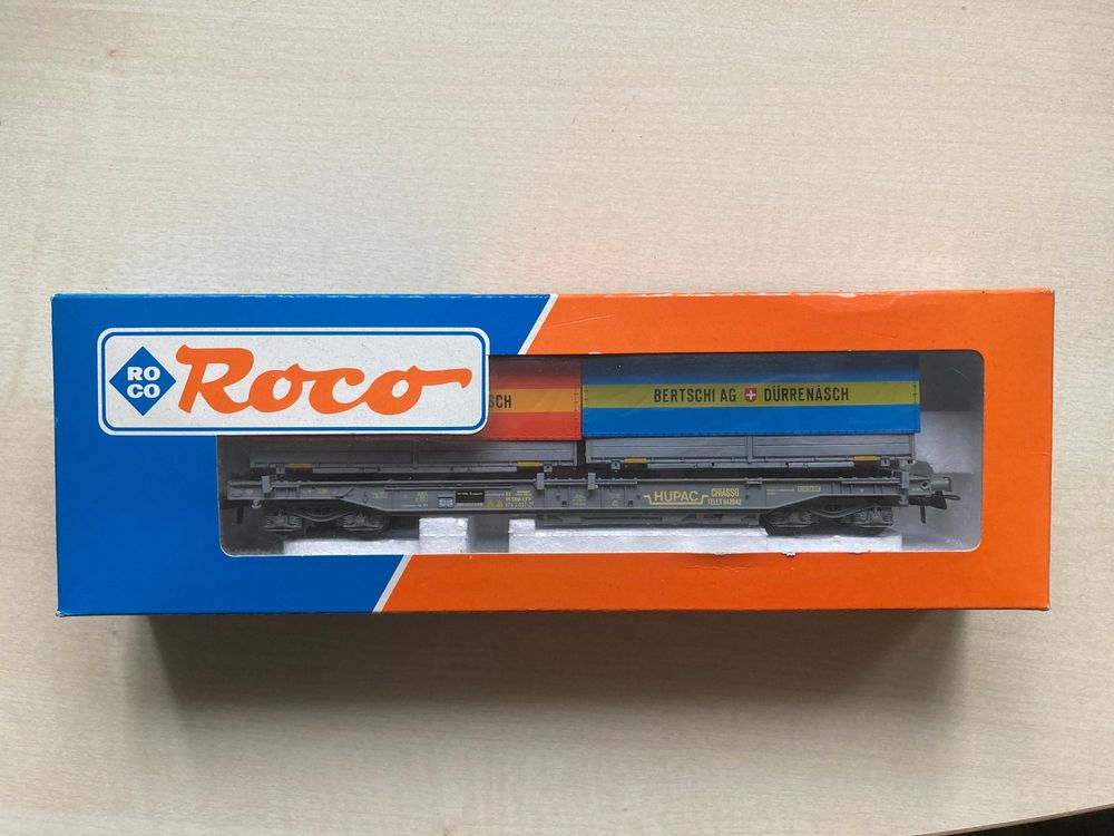 Roco 46365 - Taschenwagen mit 2 Wechselbrücken Bertschi AG (Gebraucht ...