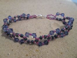 Wundervolles Glitzer Armband lila mit funkelnden Swarovski